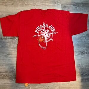 Pirana Joe Progreso Mexico Graphic T-Shirt Mens XL Red Compass Fish Souvenir